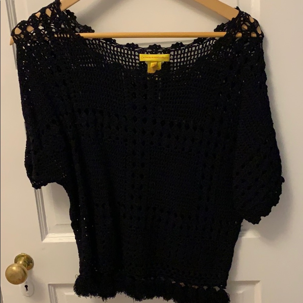 Black knit crochet top